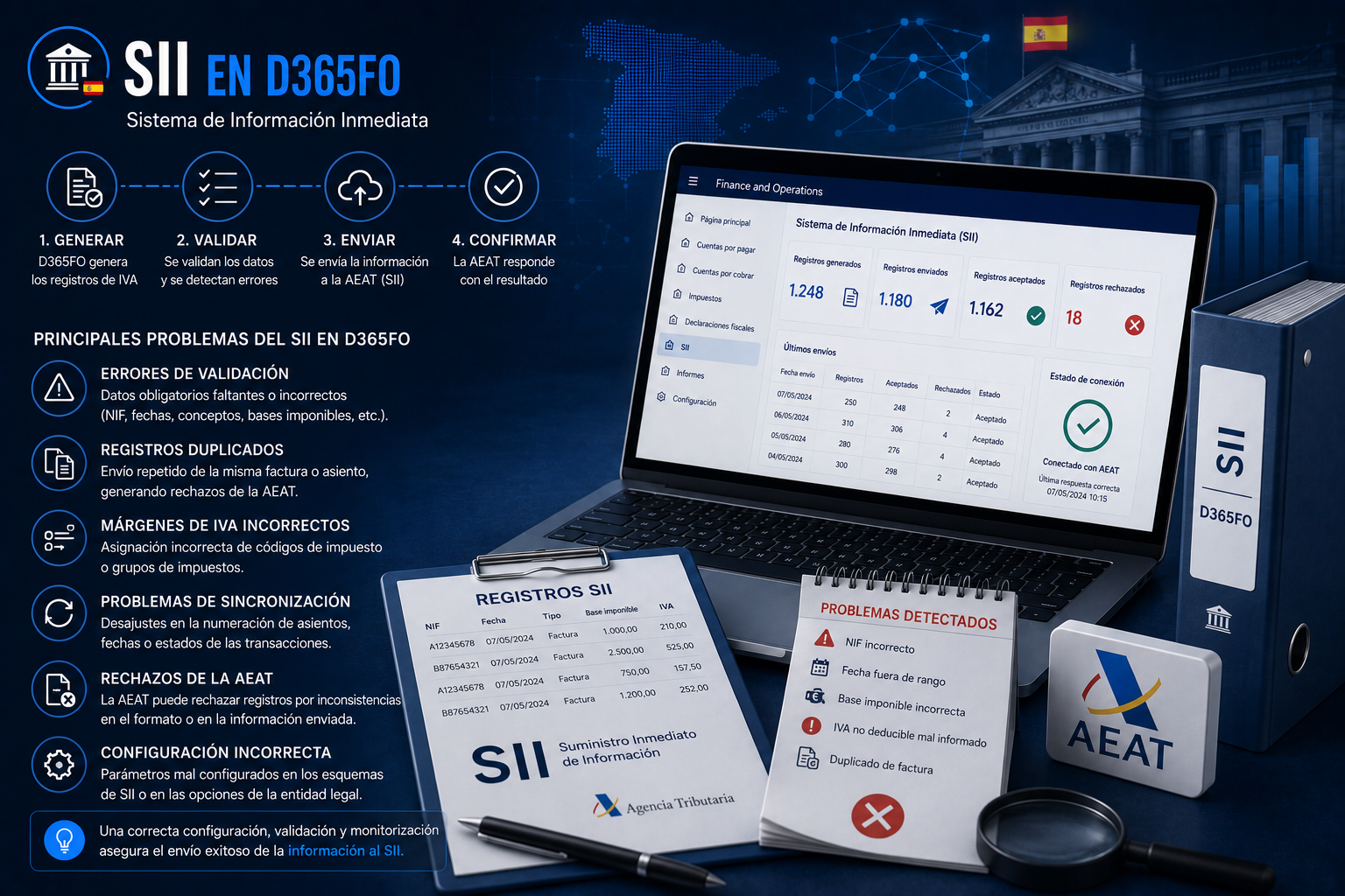 Configurar el SII y errores habituales en D365FO
