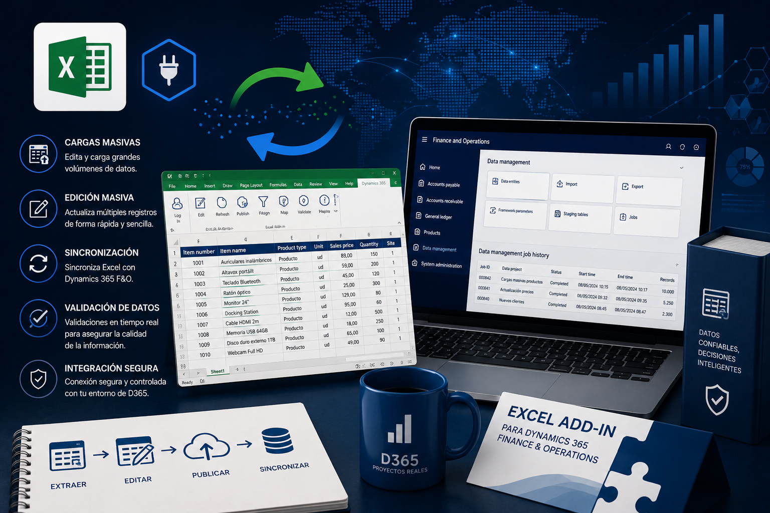Carga de datos en D365FO con el Excel Add-in